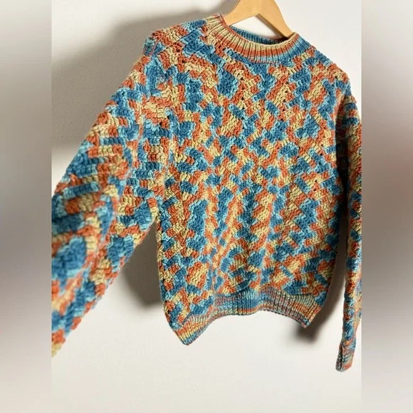 Stella Pardo Paris Kusi Fiorella Multicolor Hand Knit Alpaca Wool Jumper Sweater - Picture 5 of 8